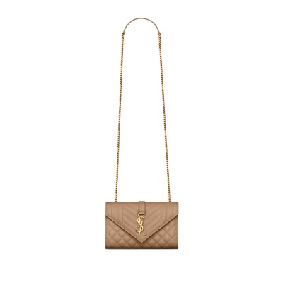 YSL ENVELOPE SMALL IN QUILTED GRAIN DE POUDRE EMBOSSED LEATHER 600195BOW912346 (21*13*6cm)